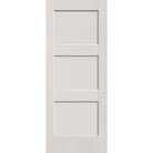 Hurricane-rated fiberglass entry door, 3 panel shaker, 32" x 80", white satin smooth finish