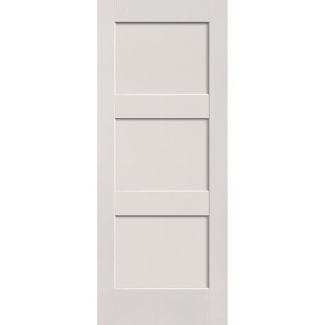 Fiberglass entry door, 3 panel shaker, 32" x 80", white satin smooth finish