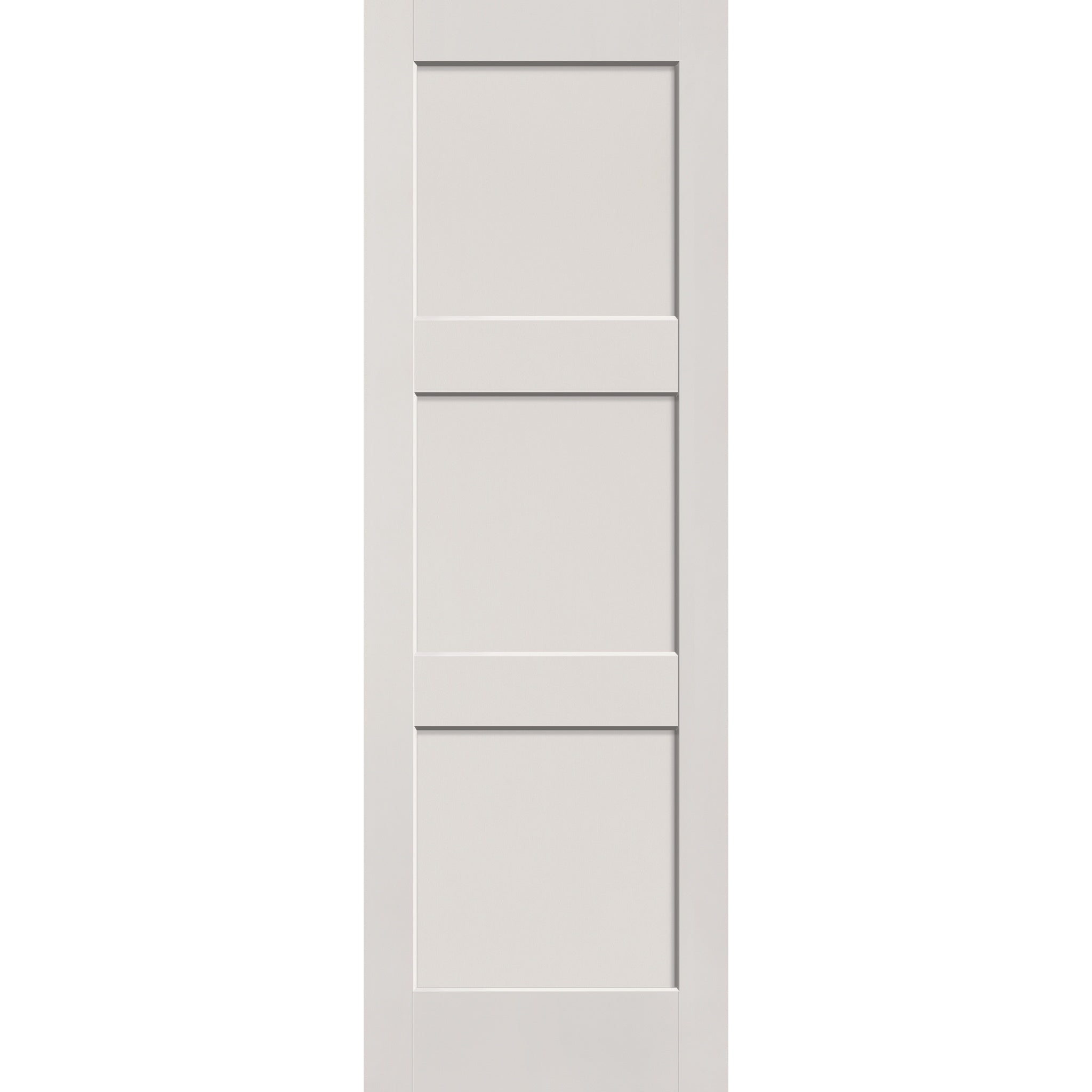Fiberglass entry door, 3 panel shaker, 32" x 96", white satin smooth finish