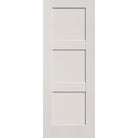 Hurricane-rated fiberglass entry door, 3 panel shaker, 36" x 96", white satin smooth finish