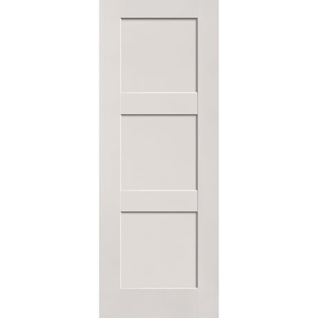 Fiberglass entry door, 3 panel shaker, 36" x 96", white satin smooth finish