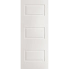 Wood edge steel entry door, 3 panel urban, 32" x 80", primed white finish