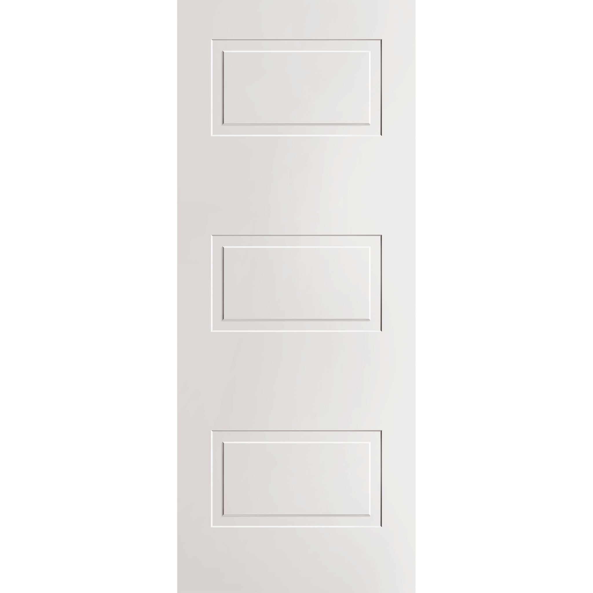 Wood edge steel entry door, 3 panel urban, 32" x 80", primed white finish