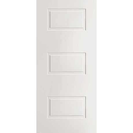 Wood edge steel entry door, 3 panel urban, 36" x 80", primed white finish