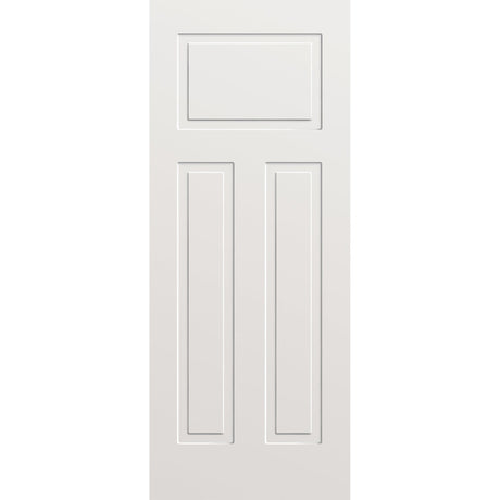 Steel edge entry door, 3 panel urban Craftsman, 32" x 80", primed white finish