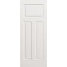 Wood edge steel entry door, 3 panel urban Craftsman, 32" x 80", primed white finish