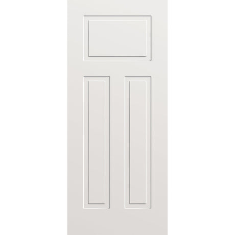 Wood edge steel entry door, 3 panel urban Craftsman, 34" x 80", primed white finish