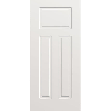 Steel edge entry door, 3 panel urban Craftsman, 36" x 80", primed white finish