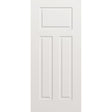 Wood edge steel entry door, 3 panel urban Craftsman, 36" x 80", primed white finish