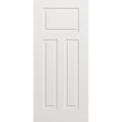 Wood edge steel entry door, 3 panel urban Craftsman, 36" x 80", primed white finish