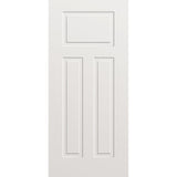 Wood edge steel entry door, 3 panel urban Craftsman, 36" x 80", primed white finish