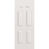 Wood edge steel entry door, 4 panel blank top, 32" x 80", primed white finish
