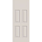 Hurricane-rated fiberglass entry door, 4 panel blank top, 32" x 80", white satin smooth finish