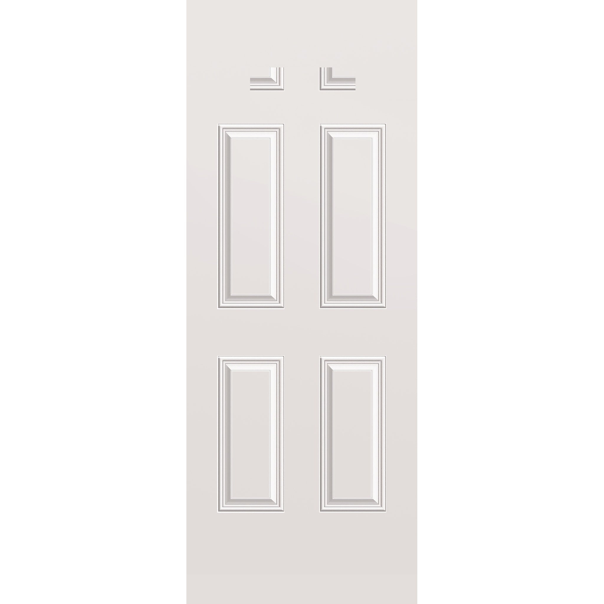 Wood edge steel entry door, 4 panel blank top, 32" x 84", primed white finish