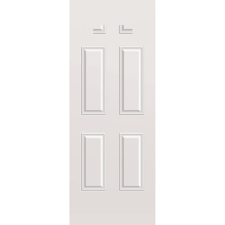 Wood edge steel entry door, 4 panel blank top, 32" x 84", primed white finish