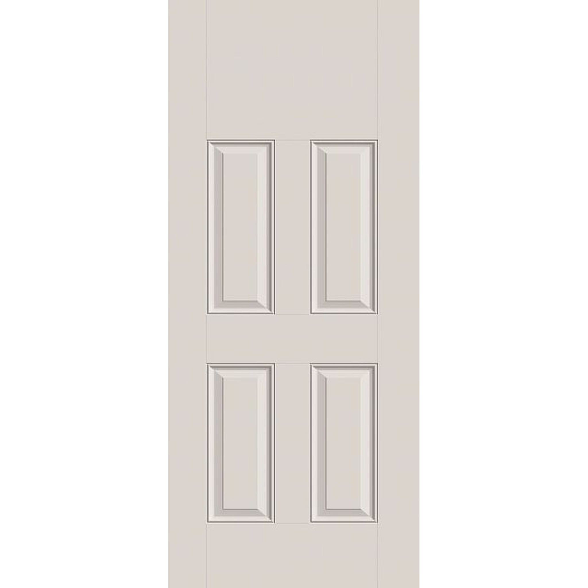 Fiberglass entry door, 4 panel blank top, 34" x 80", white satin smooth finish