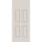Hurricane-rated fiberglass entry door, 4 panel blank top, 34" x 80", white satin smooth finish