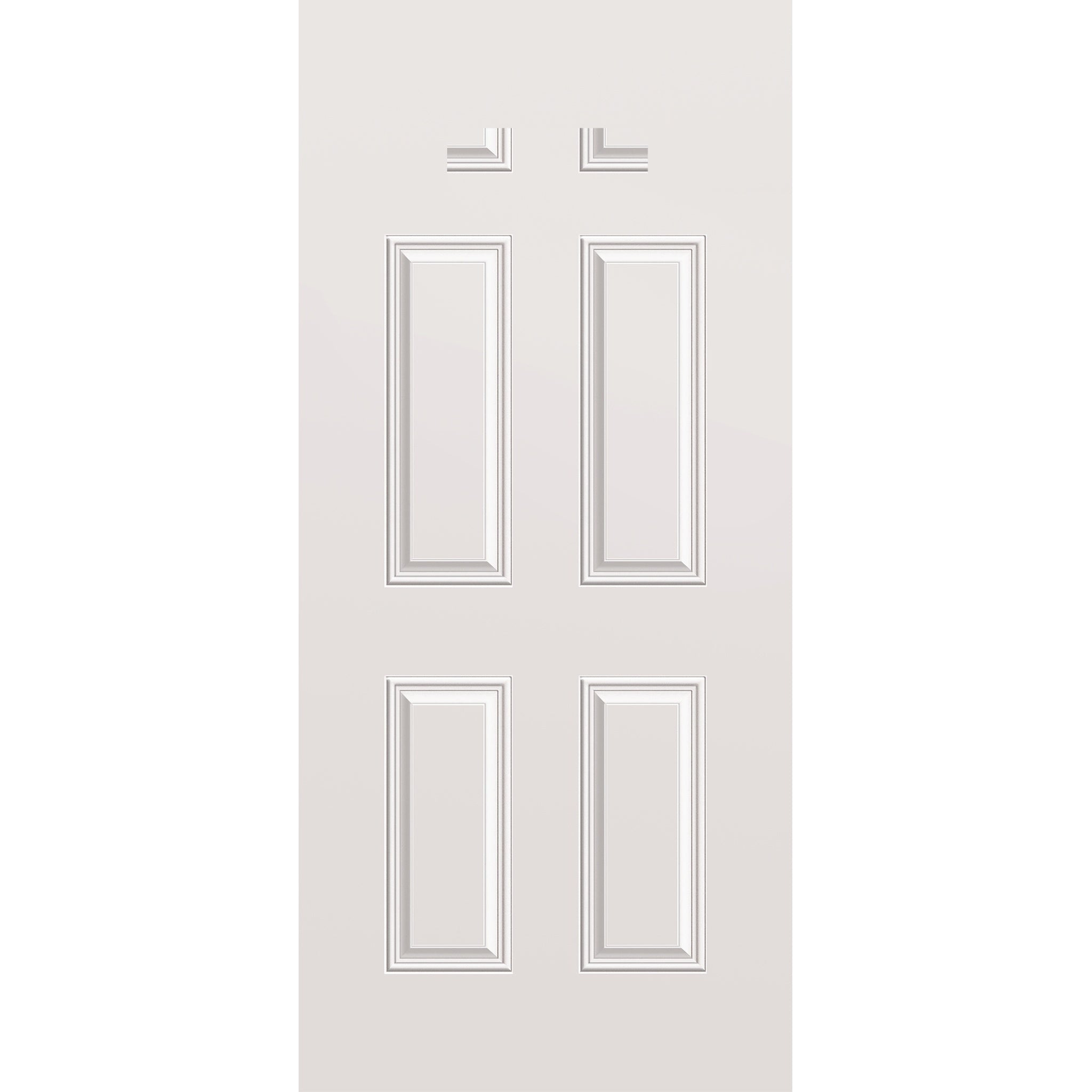Steel edge entry door, 4 panel blank top, 36" x 80", primed white finish