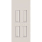 Hurricane-rated fiberglass entry door, 4 panel blank top, 36" x 80", white satin smooth finish
