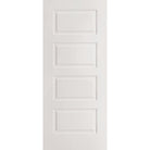 Wood edge steel entry door, 4 panel urban, 34" x 80", primed white finish
