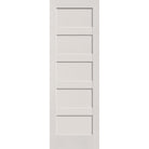 Hurricane-rated fiberglass entry door, 5 panel shaker, 32" x 96", white satin smooth finish