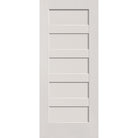 Fiberglass entry door, 5 panel shaker, 34" x 80", white satin smooth finish