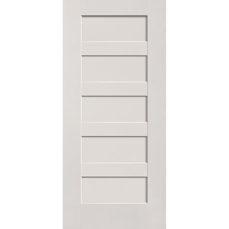 20-minute fire-rated fiberglass entry door, 5 panel shaker, 36" x 80", white satin smooth finish