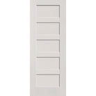 Fiberglass entry door, 5 panel shaker, 36" x 96", white satin smooth finish