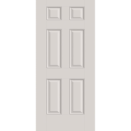 Fiberglass entry door, 6 panel ada, 36" x 80", white satin smooth finish