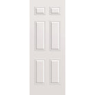 Wood edge steel entry door, 6 panel, 30" x 80", primed white finish