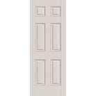 Hurricane-rated fiberglass entry door, 6 panel, 30" x 80", white satin smooth finish