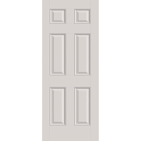 20-minute fire-rated fiberglass entry door, 6 panel, 32" x 80", white satin smooth finish