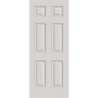 Hurricane-rated fiberglass entry door, 6 panel, 32" x 80", white satin smooth finish