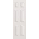 Wood edge steel entry door, 6 panel, 32" x 96", primed white finish