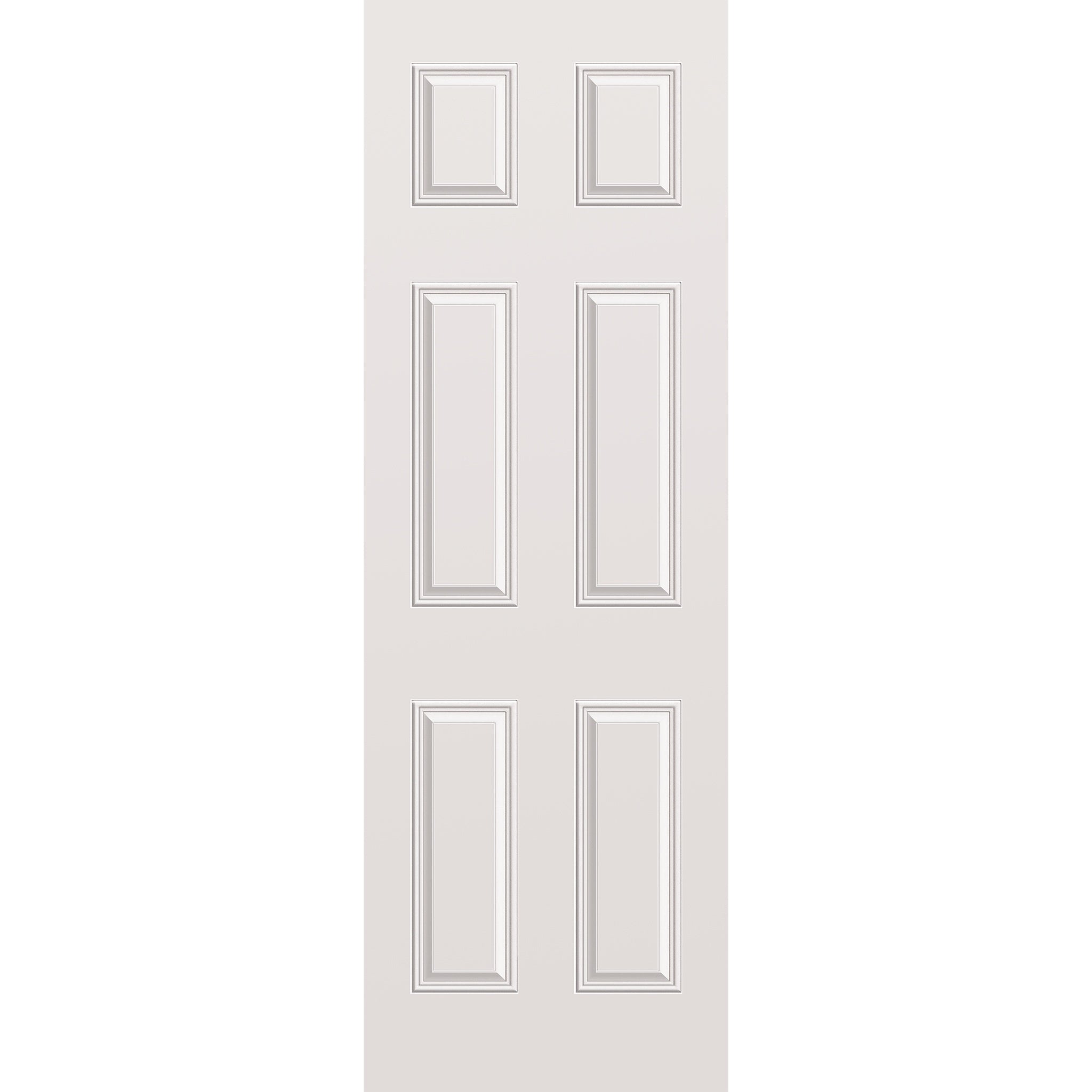 Wood edge steel entry door, 6 panel, 32" x 96", primed white finish