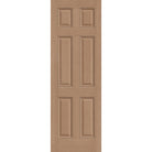 Hurricane-rated fiberglass entry door, 6 panel, 32" x 96", tan woodgrain finish