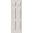 20-minute fire-rated fiberglass entry door, 6 panel, 32" x 96", white satin smooth finish