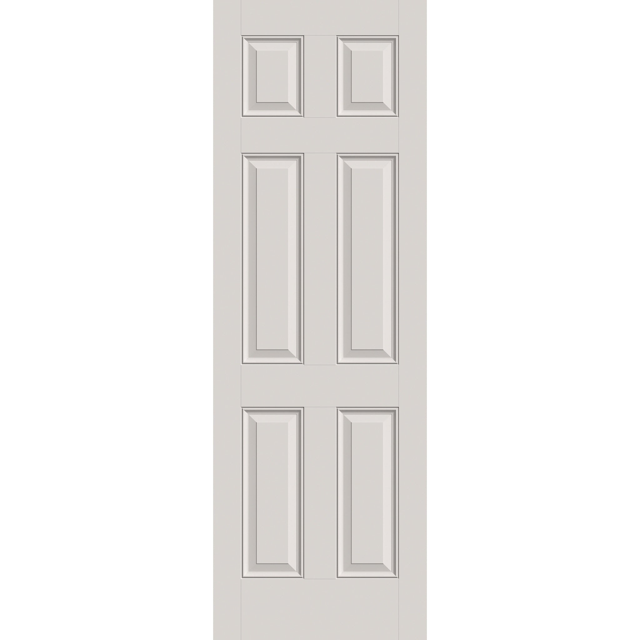 Hurricane-rated fiberglass entry door, 6 panel, 32" x 96", white satin smooth finish