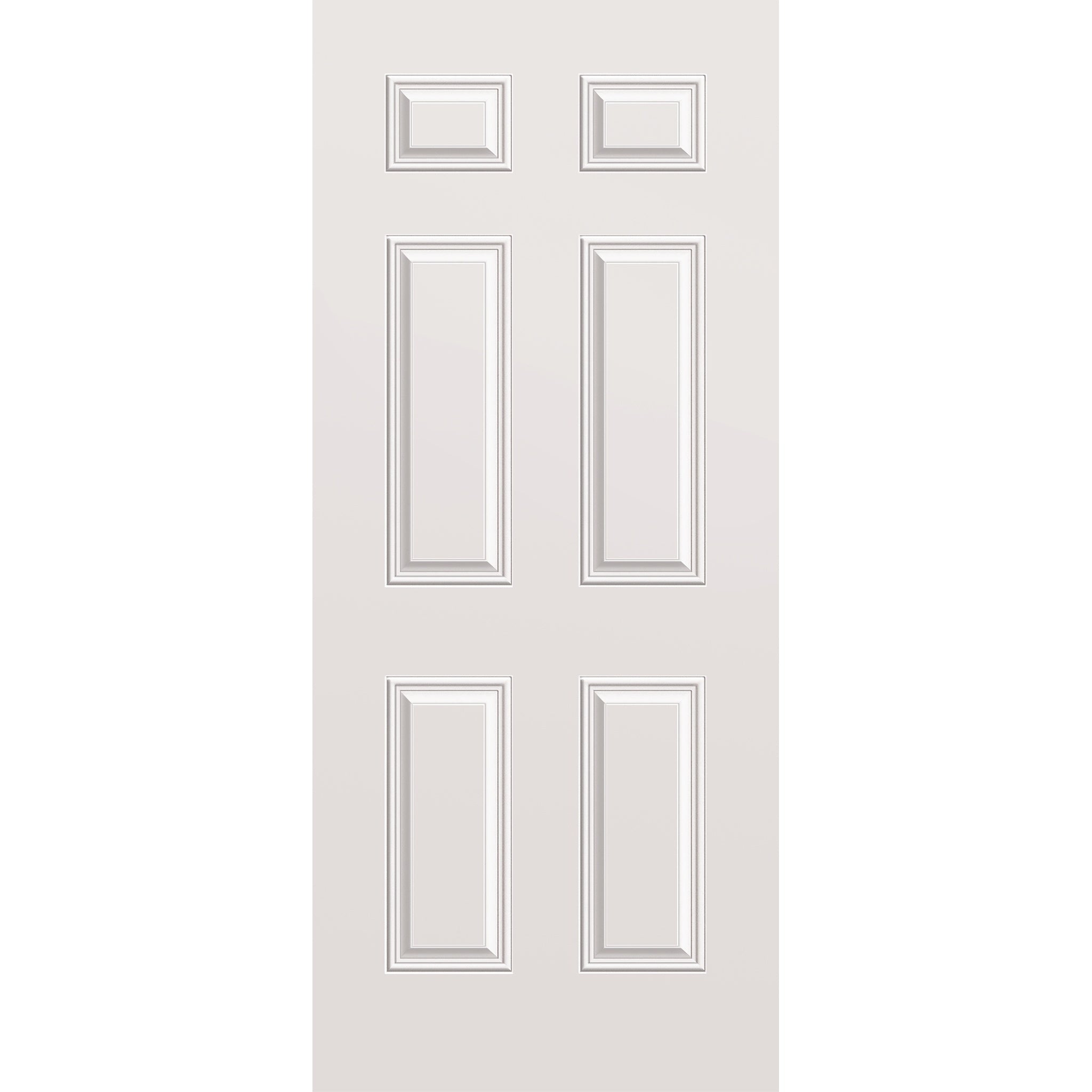 Wood edge steel entry door, 6 panel, 34" x 80", primed white finish