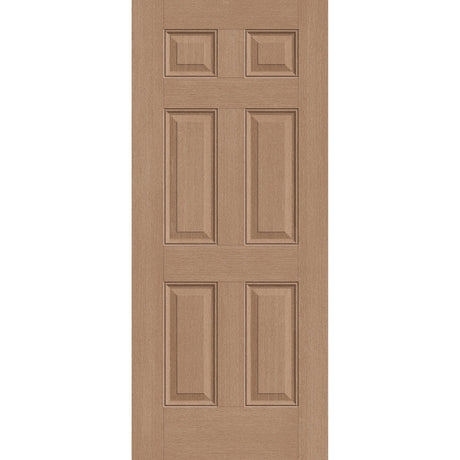 Fiberglass entry door, 6 panel, 34" x 80", tan woodgrain finish