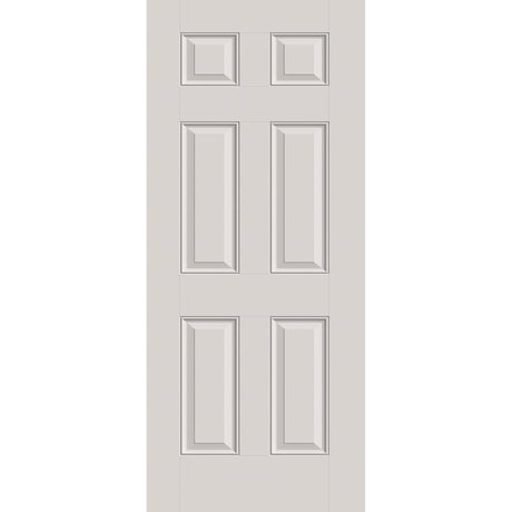 20-minute fire-rated fiberglass entry door, 6 panel, 34" x 80", white satin smooth finish