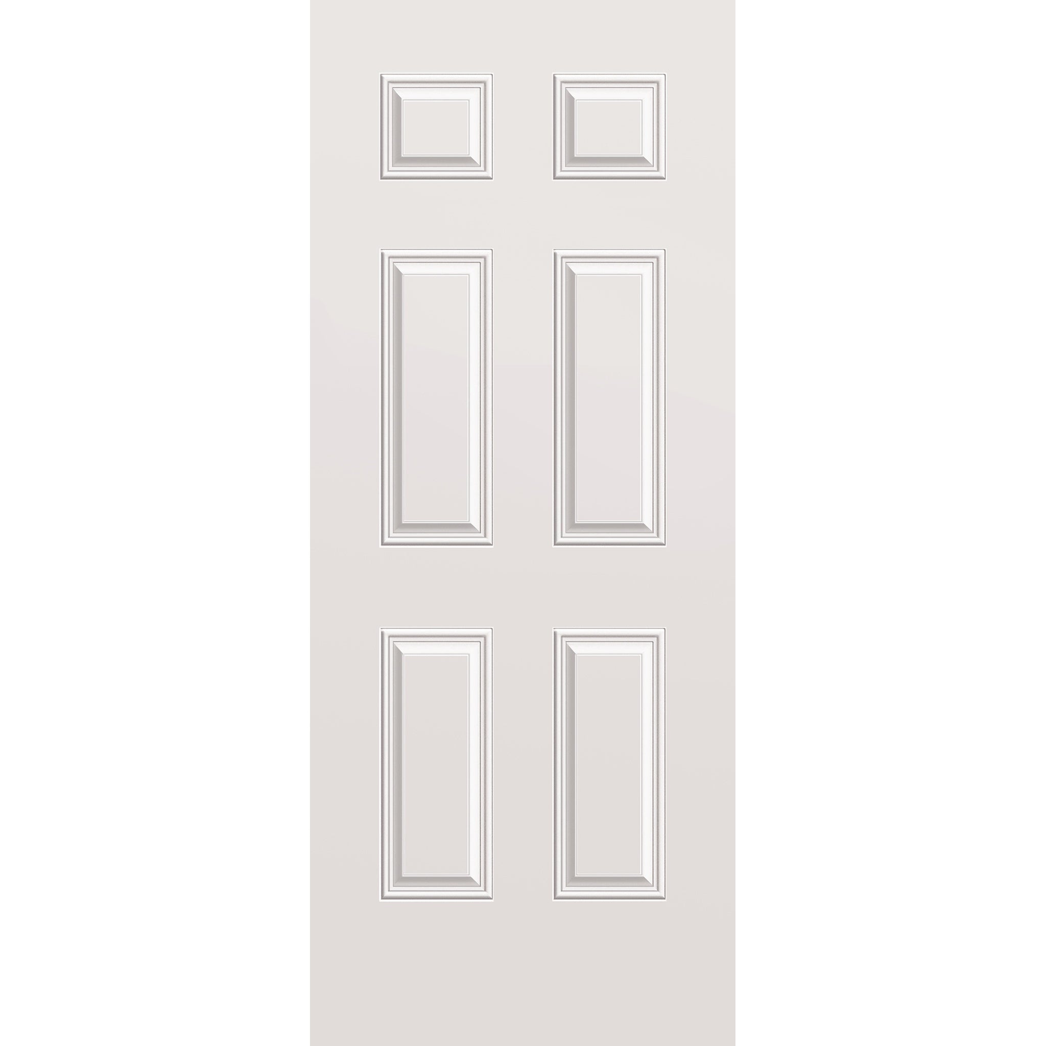 Wood edge steel entry door, 6 panel, 34" x 84", primed white finish