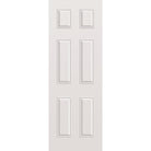 Wood edge steel entry door, 6 panel, 34" x 96", primed white finish