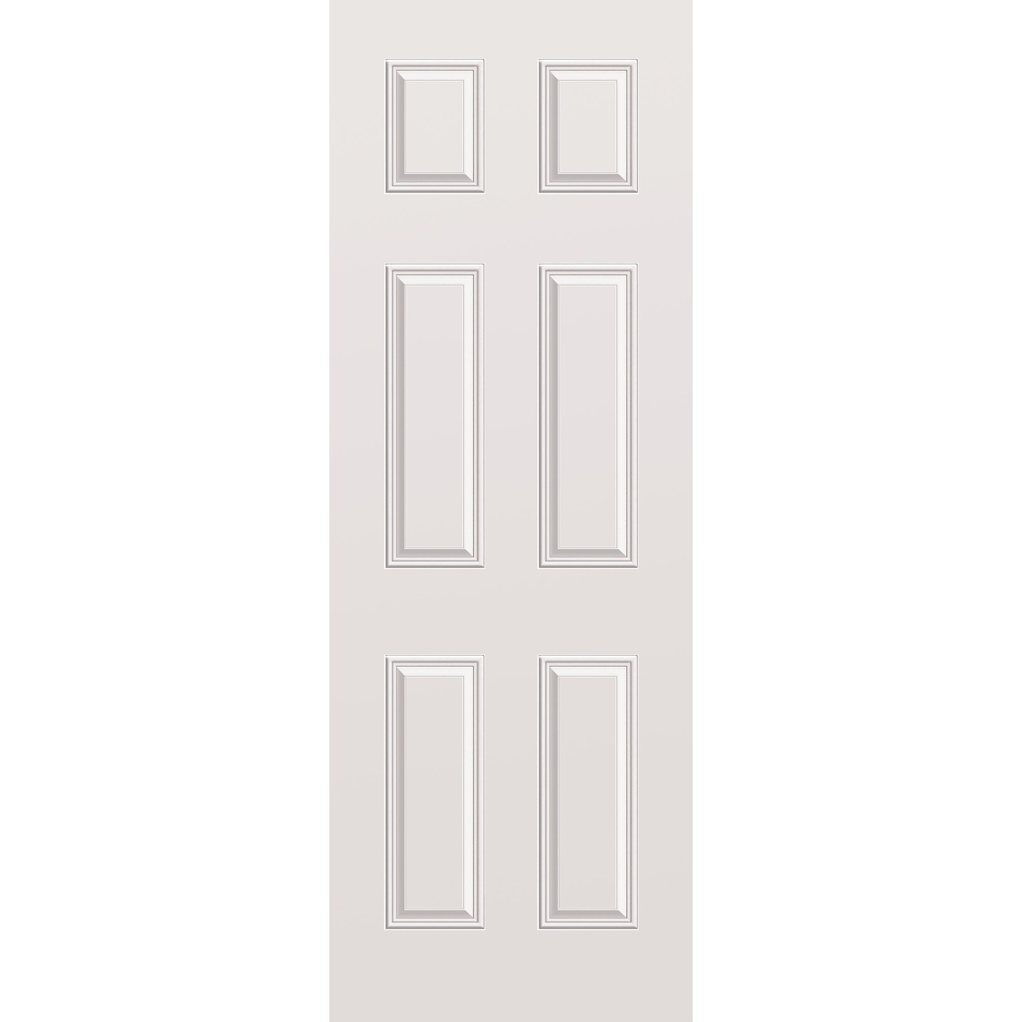 Wood edge steel entry door, 6 panel, 34" x 96", primed white finish