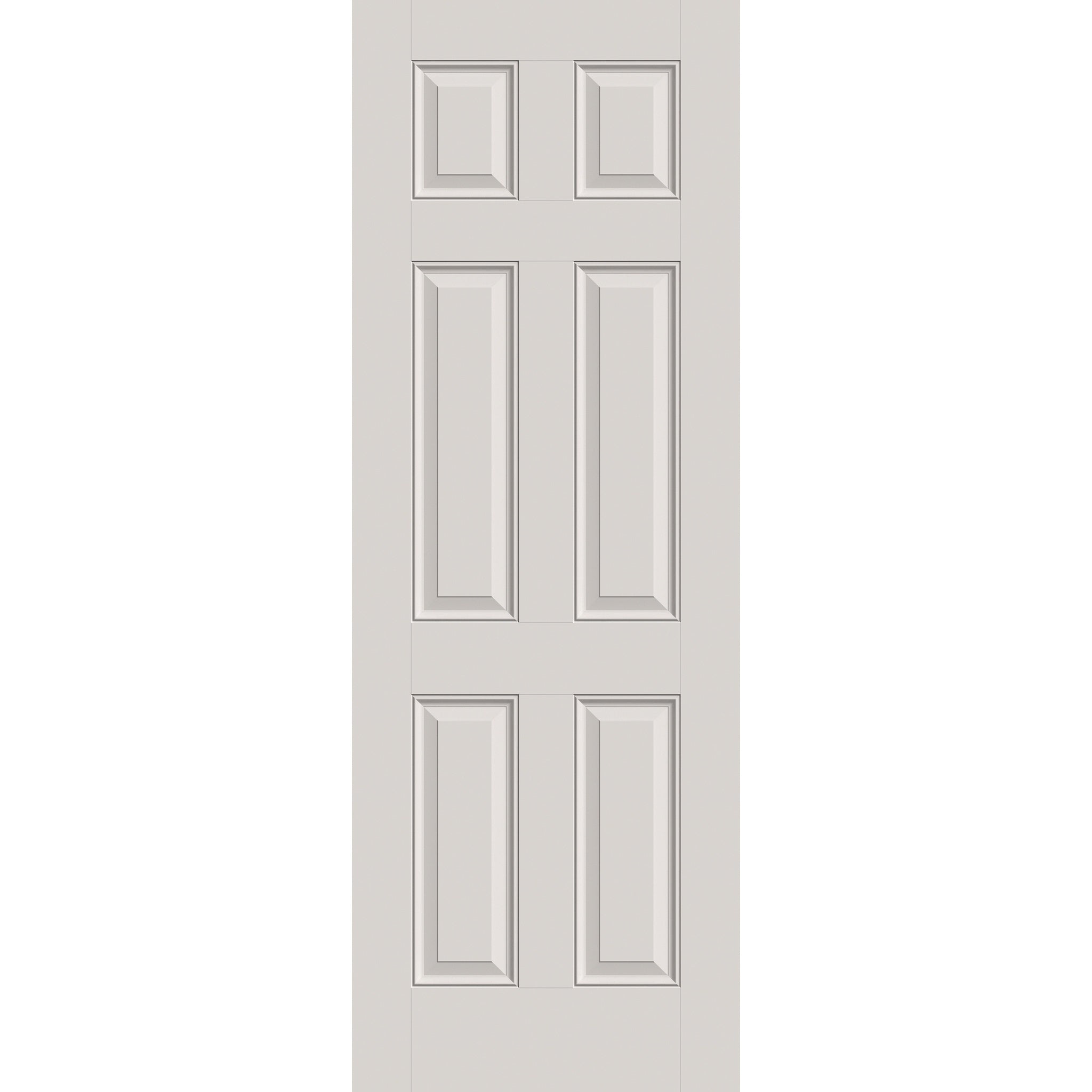 Hurricane-rated fiberglass entry door, 6 panel, 34" x 96", white satin smooth finish