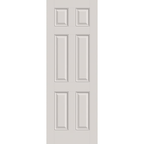 Hurricane-rated fiberglass entry door, 6 panel, 34" x 96", white satin smooth finish