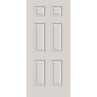 20-minute fire-rated fiberglass entry door, 6 panel, 36" x 80", white satin smooth finish