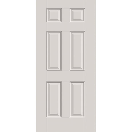 20-minute fire-rated fiberglass entry door, 6 panel, 36" x 80", white satin smooth finish