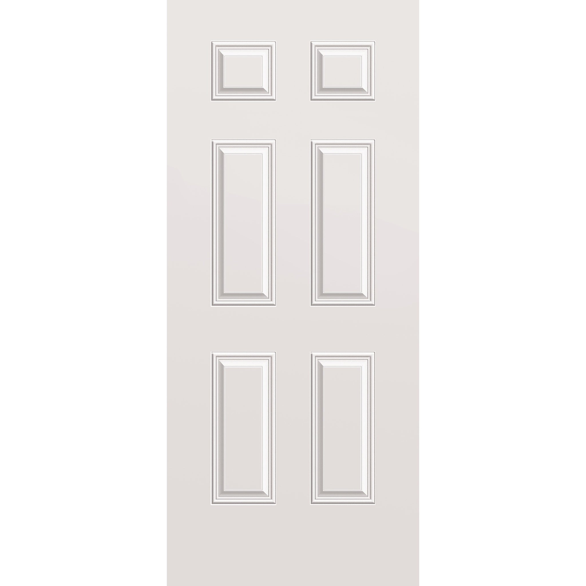 Wood edge steel entry door, 6 panel, 36" x 84", primed white finish