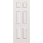 Wood edge steel entry door, 6 panel, 36" x 96", primed white finish